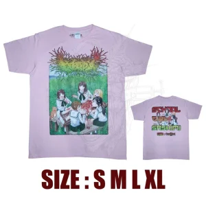 T-SHIRT - GOREPOT - SCHOOL GIRL SASHIMI BVLL ART - PINK SHIRT