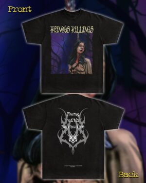 PRE ORDER - T-SHIRT – HEINOUS KILLINGS – HUNG WITH BARBWIRE - (SAVIOR OF BRUTALITY)